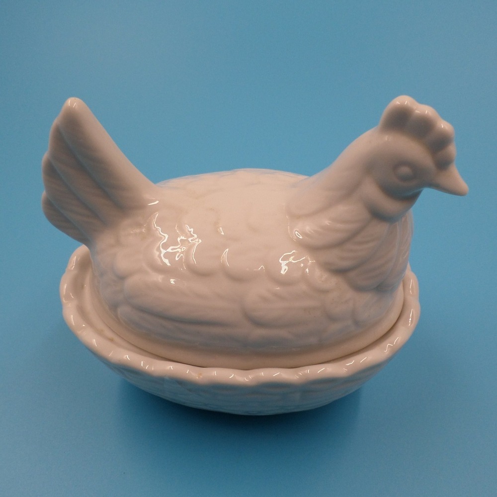 Vintage Miniature Hen on Nest Japan OMC Milk Glass 1950s MCM - Picture 2 of 9